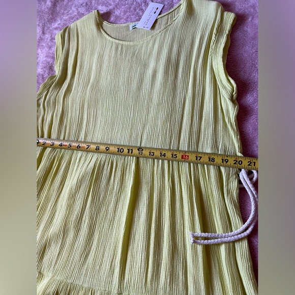 COPY - ITALY Moda Neon Yellow Midi Dress . Sleeveless with white cord belt - Picture 7 of 7